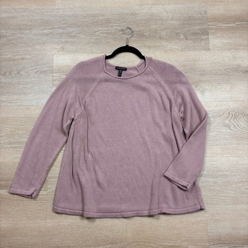 Eileen Fisher Organic Cotton Pullover Sweater Women's Large Color Mauve Pink